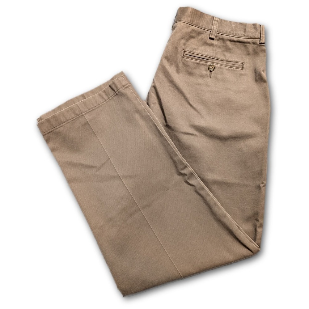 LL Bean Comfort Waist Mens 37x30 Pants Tan 100% Cotton 245698 Twill Pockets Size